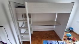 Lit superposé avec bureau et matelas