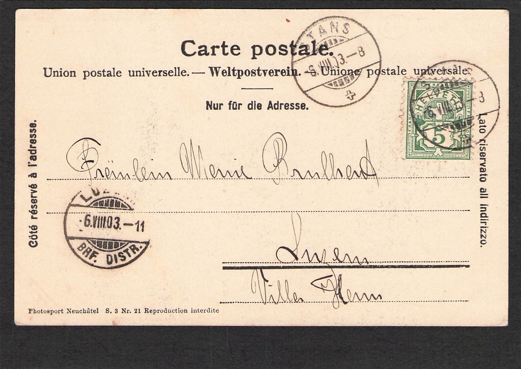 Foto & Immagini: AK,OW  Stans , Landwirtschaft,1903 – Usato da Reichenburg venduto da Pipo-67 1