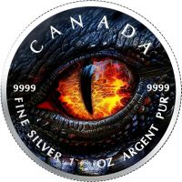 Maple Leaf 2025 Farbiger Round BLACK DRAGON EYE 1oz. Silber