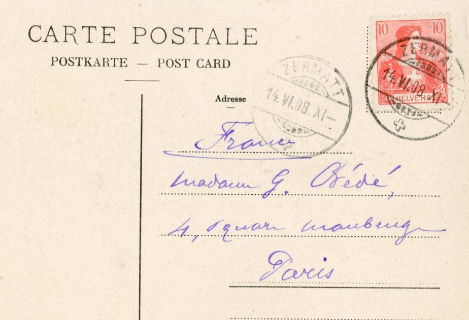 Cartoline postali: Zermatt  VS  -    Dorfstrasse      um 1908 – Usato da Brig venduto da Valcards54 1