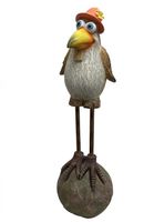 Deko Vogel auf Stein, oranger Damenhut 40cm (23016)