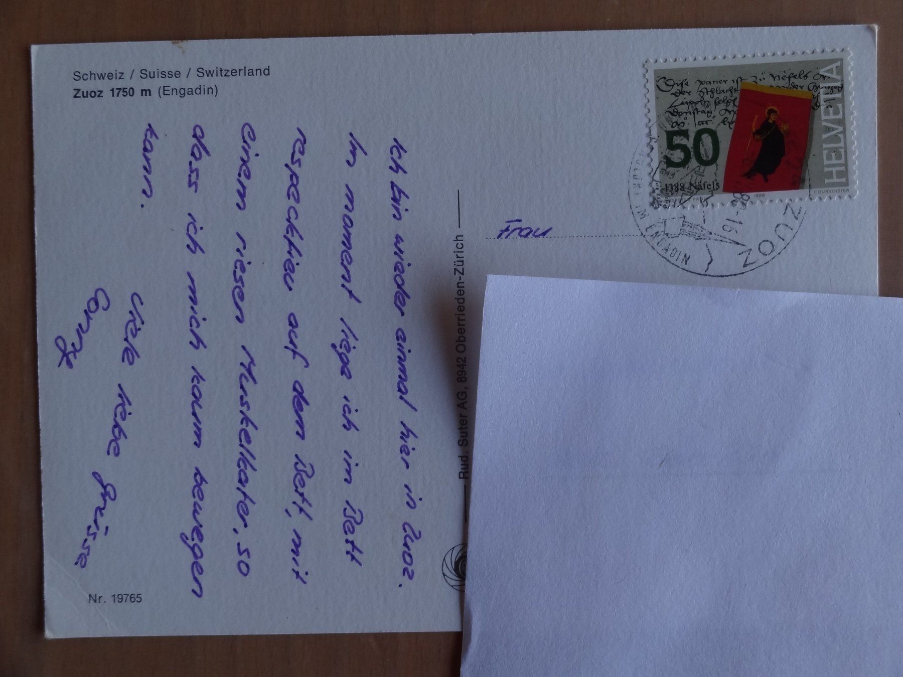 Cartoline postali: ZUOZ (Engadin) - 1980, Etat Impeccable! – Usato da St Léonard venduto da Riglin 1