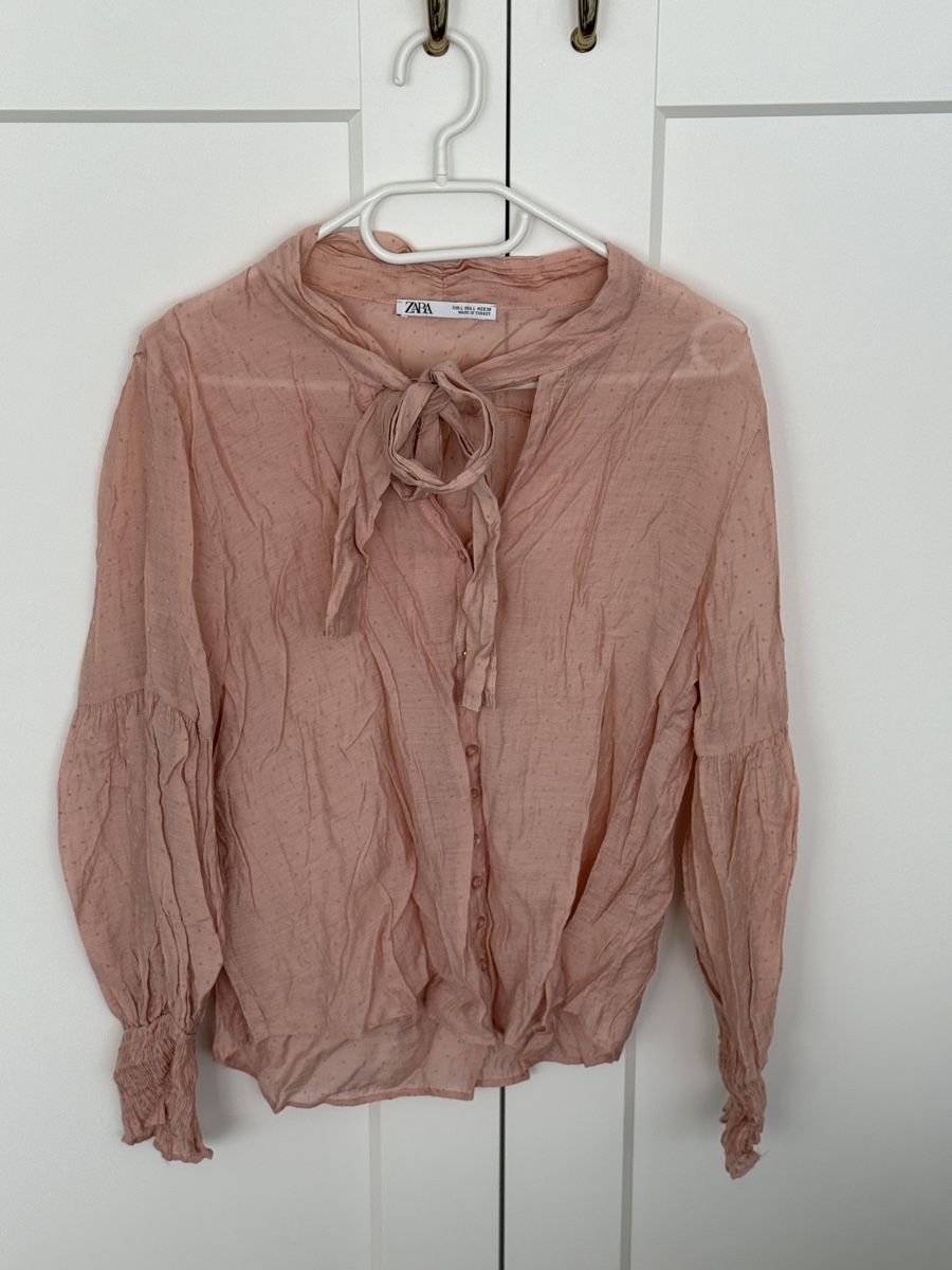 Zara Blusen: Zara Bluse, Grösse L, altrosa mit Schleife – Neu (gemäss Beschreibung) aus Zürich von iva_iva