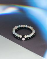 Morganit und Onyx Armband Set