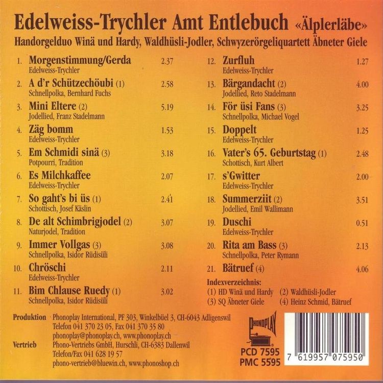 Edelweiss Trychler - Älplerläbe, CD neuwertig, D15 (Gebraucht) in Sessa ...