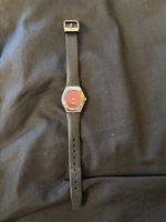 Vintage Swatch Uhr, Rot, Lederarmband, Seltenes Sammlerstück