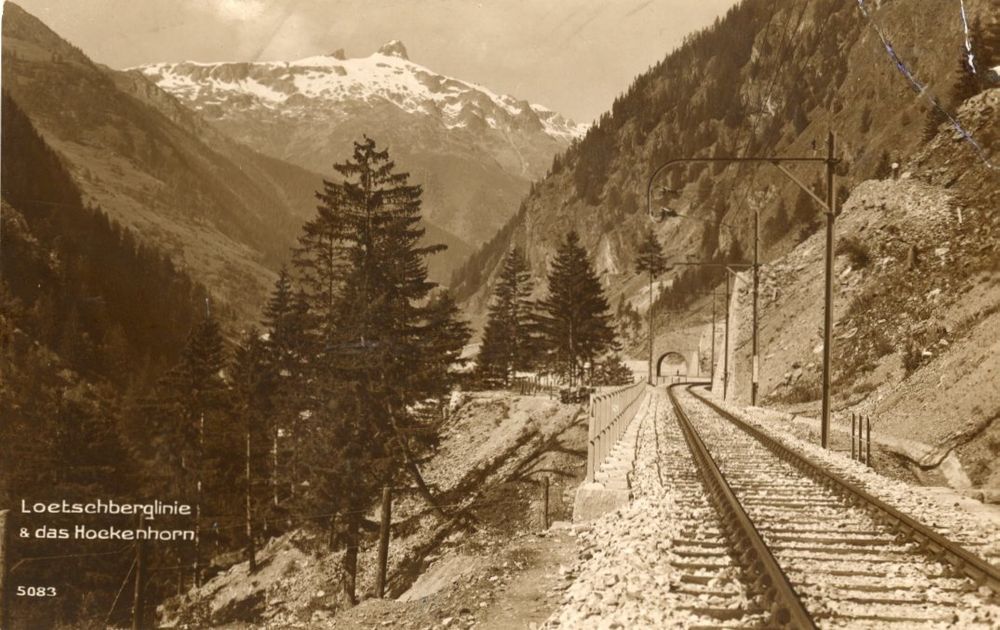 Lötschberg - Bahnlinie VS nahe Goppenstein mit Hockenhorn (Gebraucht ...