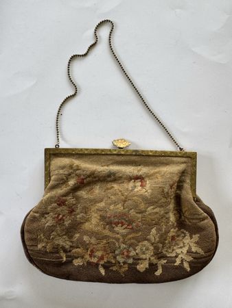 Vintage Gobelin-Tasche mit Blumenmuster