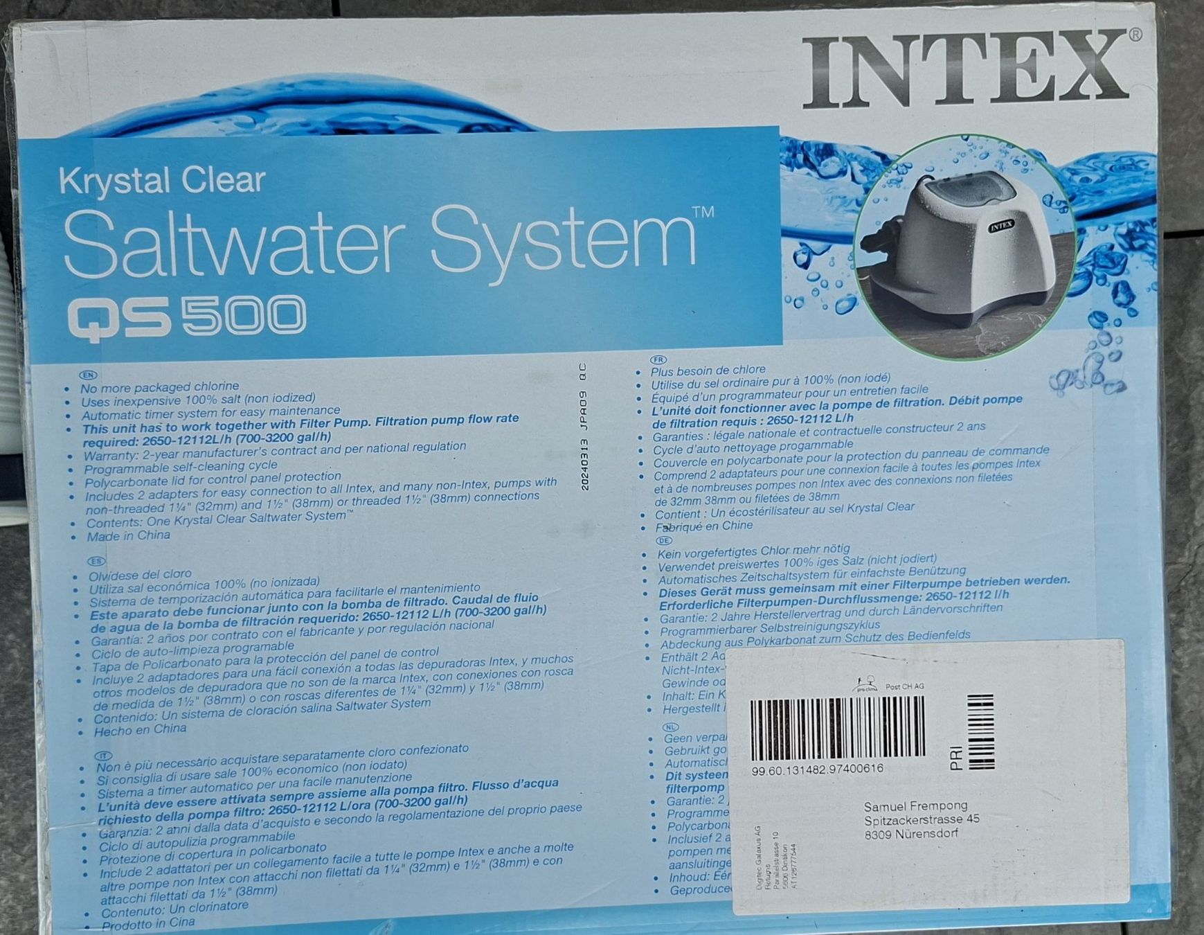 Piscines: Intex Krystal Clear Saltwater System QS500 – D'occasion à Nürensdorf par Frempong 1
