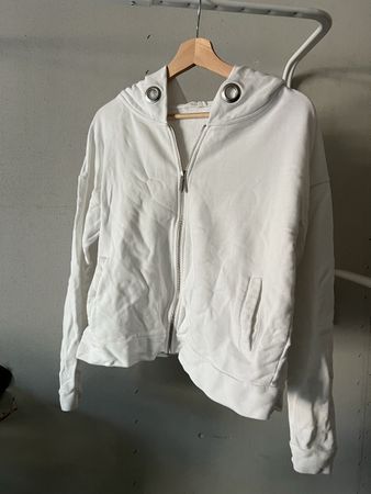 Weisser OPUS Kapuzenpullover mit Reissverschluss, Grösse M