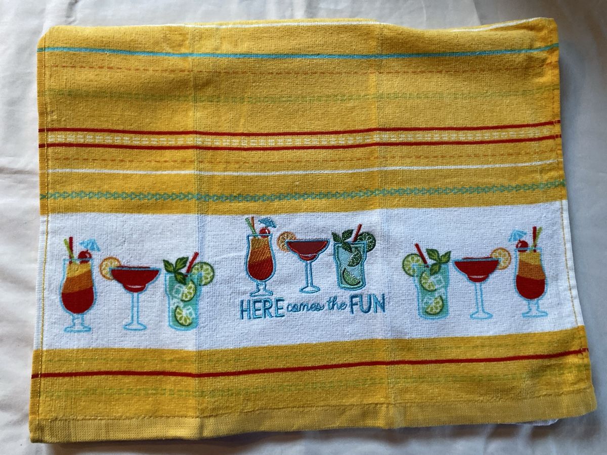 Strofinacci: 2x Summer Cocktail Kitchen Towels, Yellow & White, 2 pcs. – Nuovo e nell'imballaggio originale da Buttikon SZ venduto da Maxwelltime 2