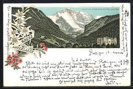 Litho Interlaken, Blick auf die Jungfrau
