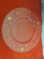 Glasplatte mit Sternen und Mond Dekor - 34 cm!