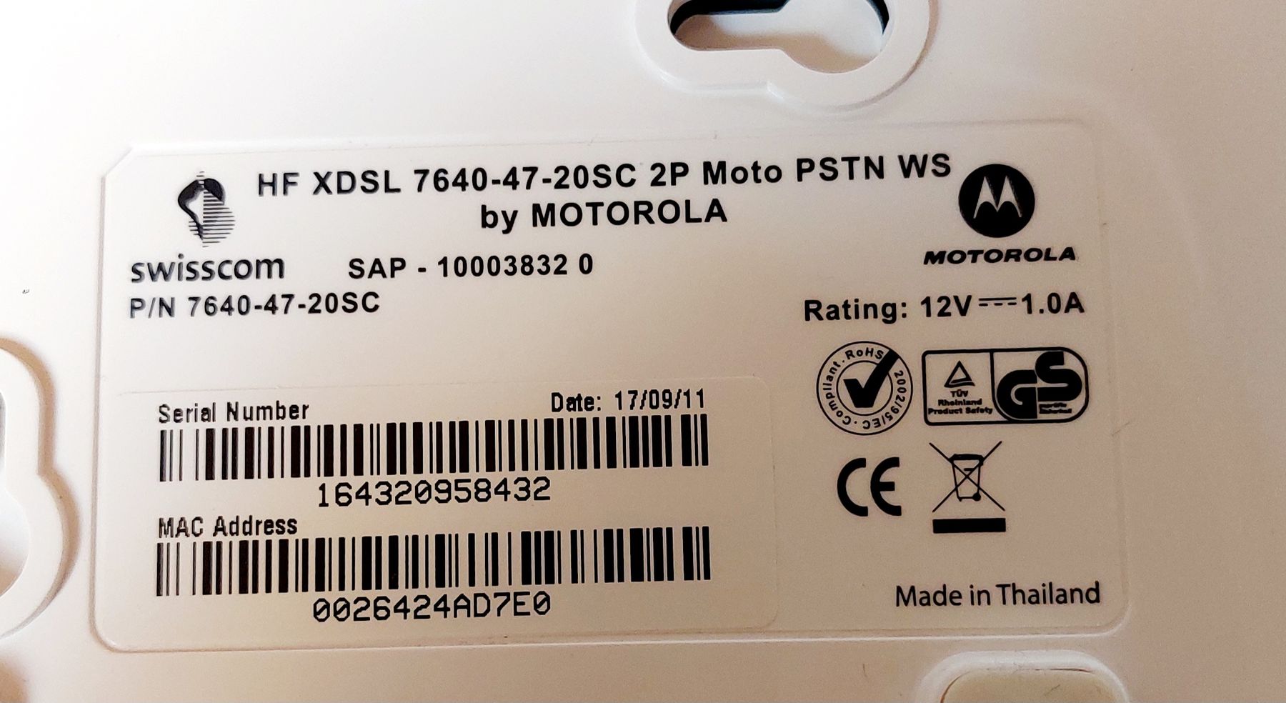 Swisscom Modem & Router: Swisscom Internet-Box Motorola, HF XDSL 7640, – Usato da Bremblens venduto da Ampoule_jaune 1