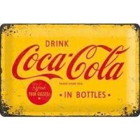 BLECHSCHILD-COCA COLA-IN BOTTLES-GELB