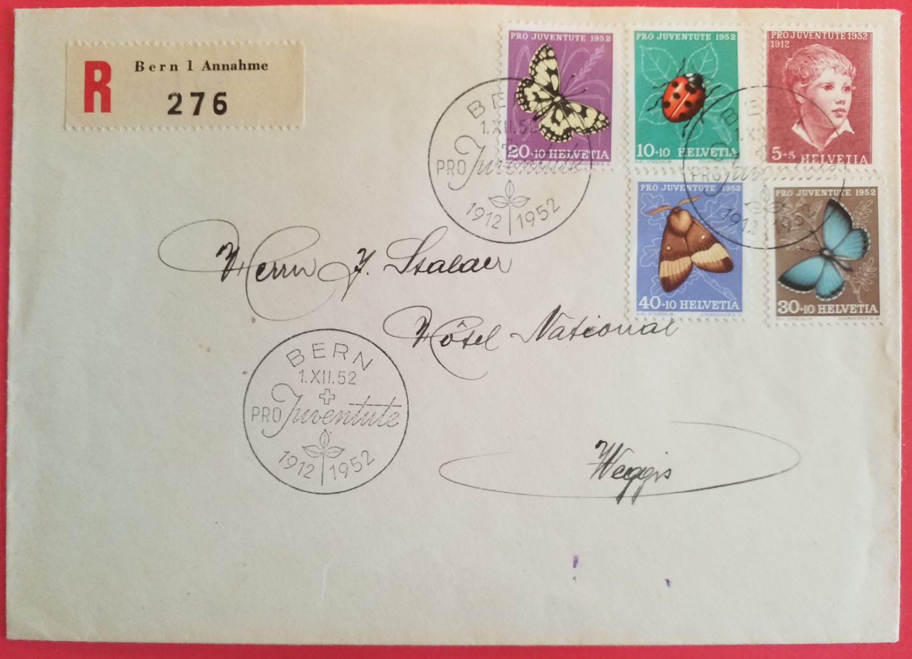 Alle Briefmarken: B189) 1952, Pro Juventute FDC Kt. 100.- – Gebraucht aus Baden von Eggi