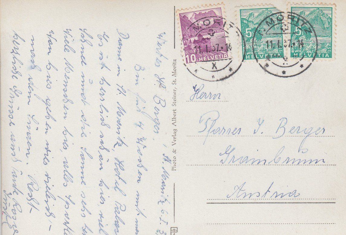 Cartoline postali: St. Moritz  GR  -   Palace-Hôtel     um 1937 – Usato da Brig venduto da Valcards54 1