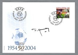 2004, UEFA MARKE + ET-0 NYON, FDC SIGN.