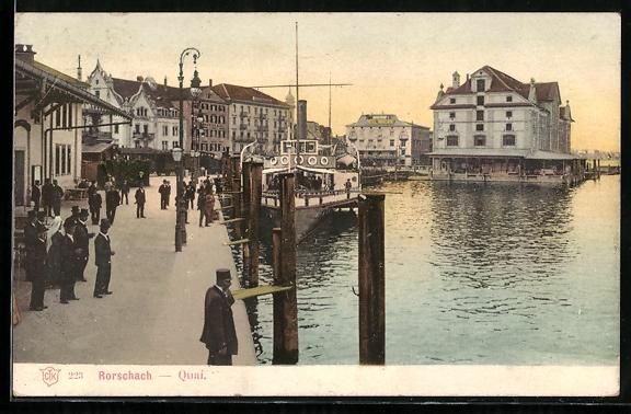 Cartoline postali: AK Rorschach, Quai, Panorama, 1905 – Usato da Berlin venduto da bartko-reher