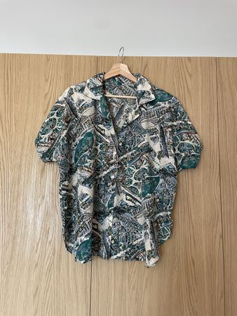 Vintage Hemd mit Allover-Print (Stadt/Park) – Gr. M/L