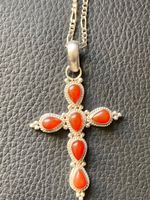 Chaîne et pendentif avec  Cornaline en argent 925 -18 g