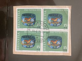 Schweiz 1974 Pro Patria 15  4er-Block a Papier AARAU 19.6.75