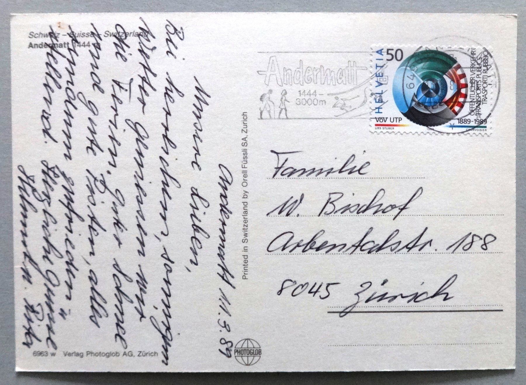 Cartoline postali: Andermatt 1444 m – Usato da Fétigny venduto da Billy2miny 1