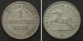 HANNOVER 1 Groschen 1858 B, GEORG V. Billon