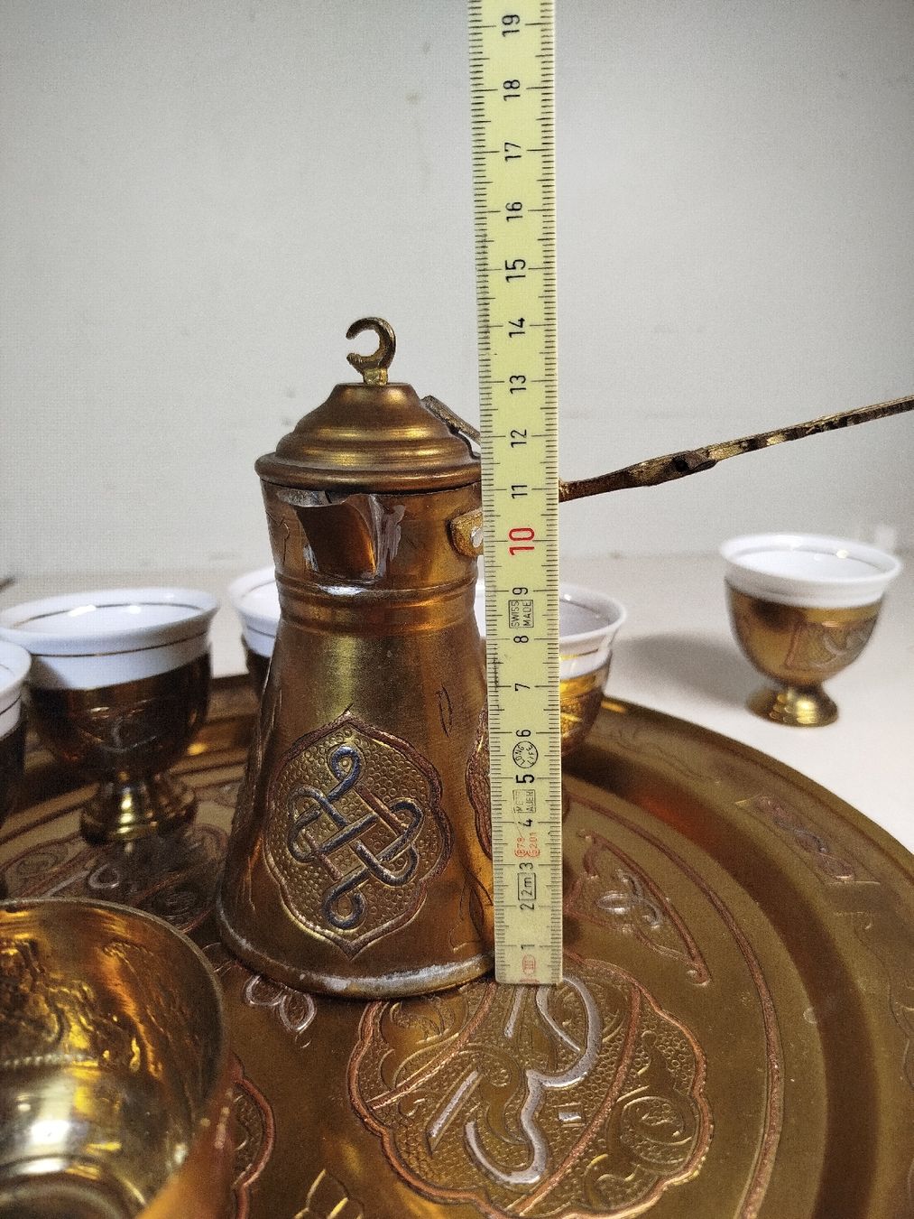 Set di piatti: Orientalisches Kaffee-Set, Messing mit Tablett,Vintage!(em8) – Usato da Künten venduto da Schnaepplihuus 8