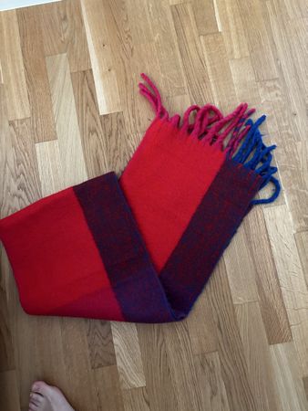 Warmer Winter Schal, Rot/Lila, Top Zustand, Fransen!