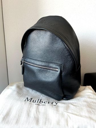 Mulberry schwarzer Rucksack aus genarbtem Kalbsleder