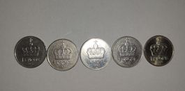 5x Norwegen 1 Krone Münzen
