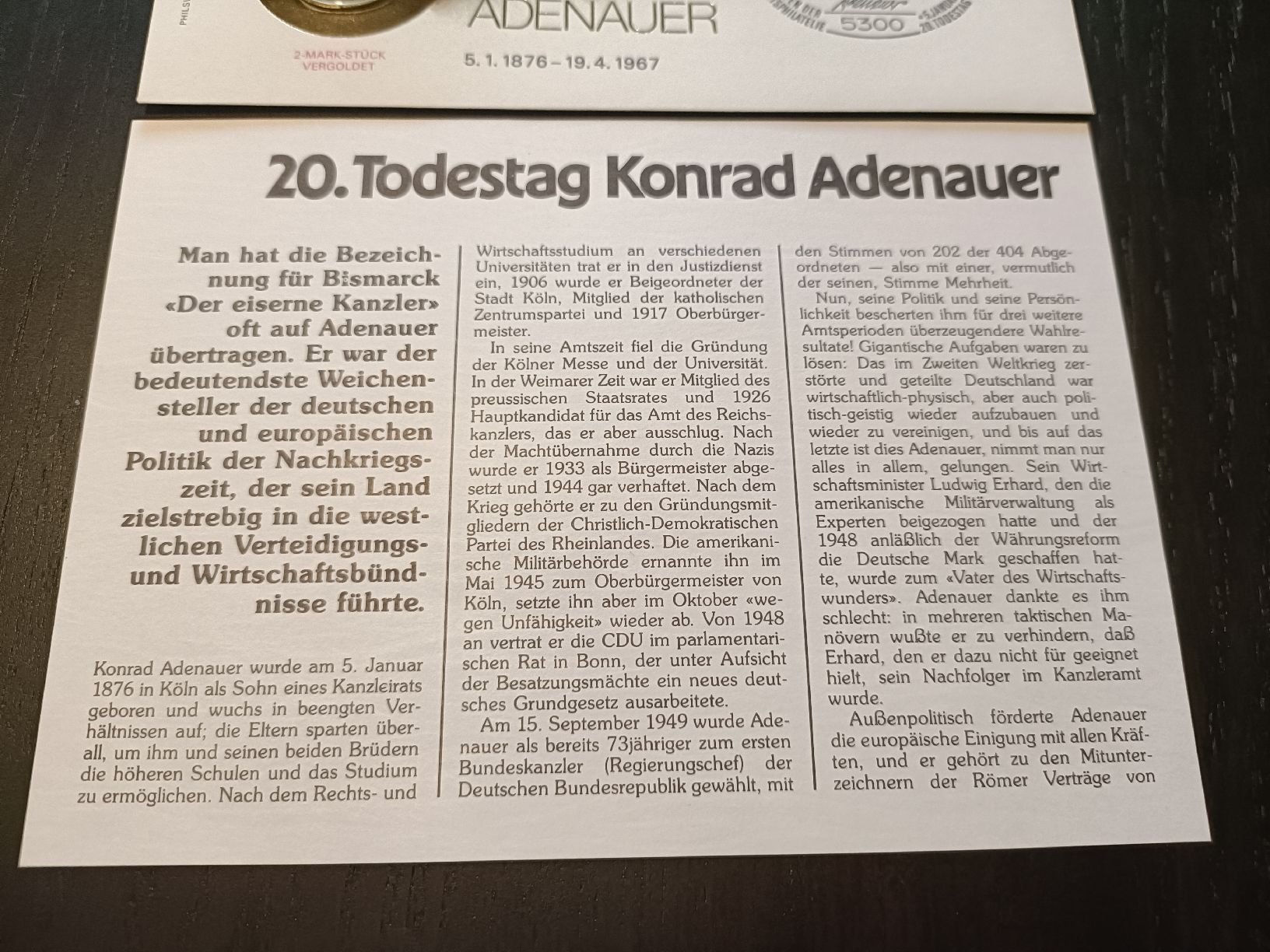 Tutti le monete: Lettre numismatique KONRAD ADENAUER – Usato da Sion venduto da dav_96jh 5