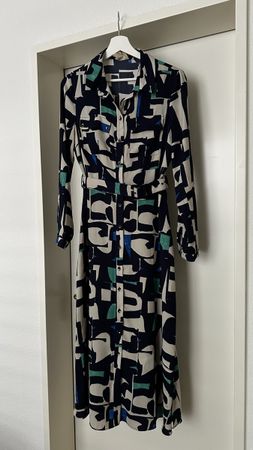 Abstract Print Shirt Dress with Belt - Size M