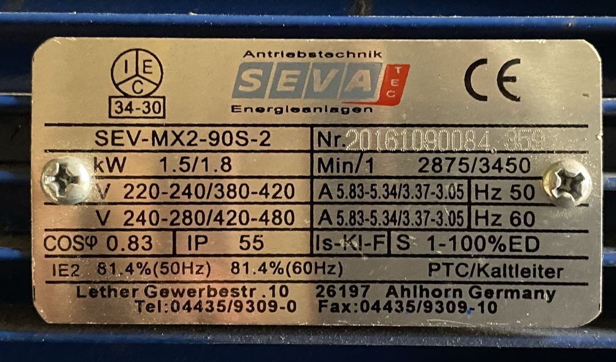 Motori: Elektromotor 1.5/1.8 kW – Usato da Baar venduto da Bruno356 2