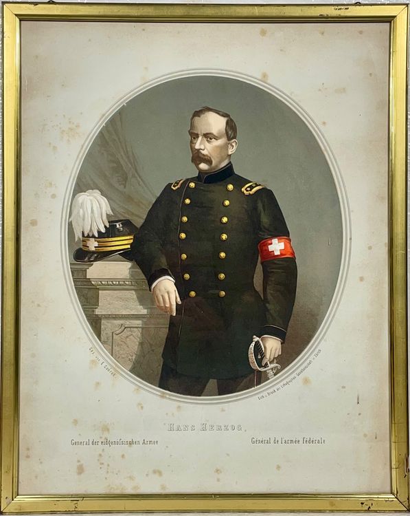 General der eidgenössischen Armee Hans Herzog Lithografie Kaufen auf