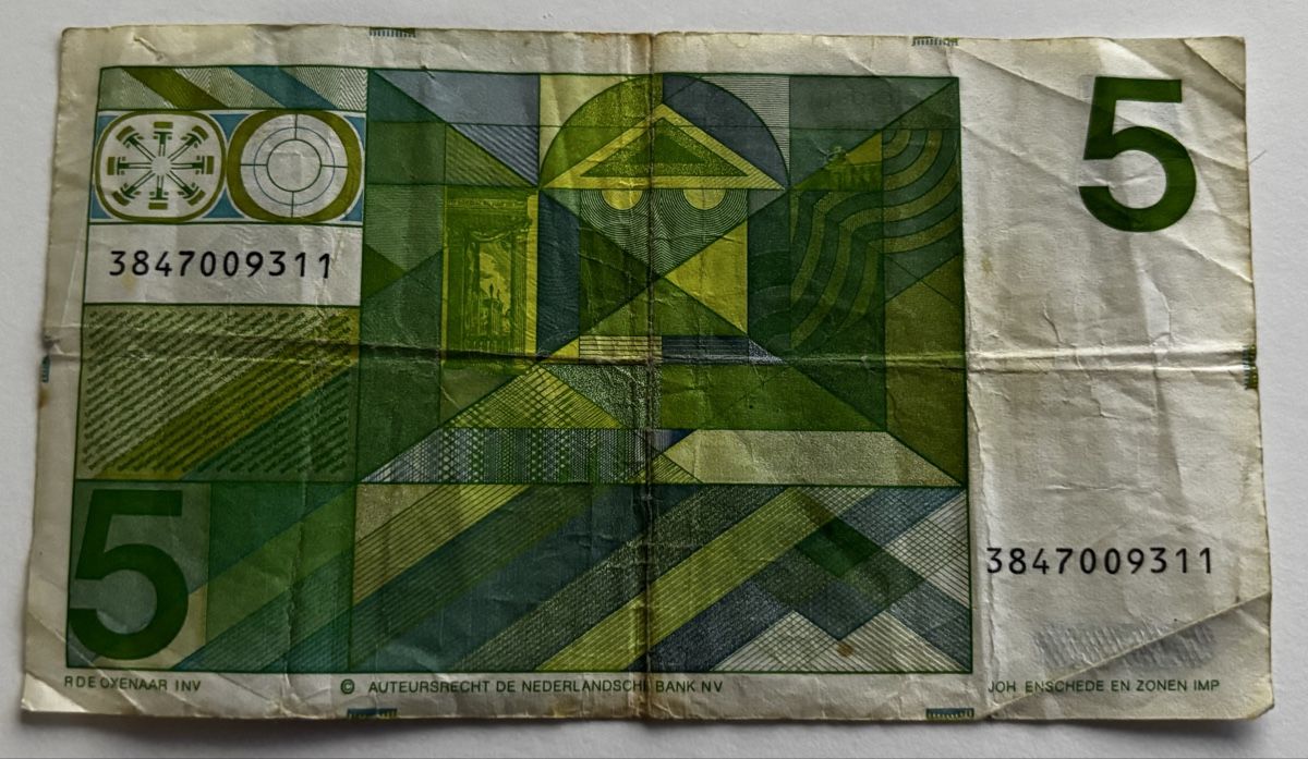 Banknoten: Niederlande 5 Gulden 1973 – Gebraucht aus Algetshausen von Carrhard 1