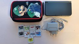Nintendo 3DS XL Konsole schwarz + 9 Spiele und Zubehör