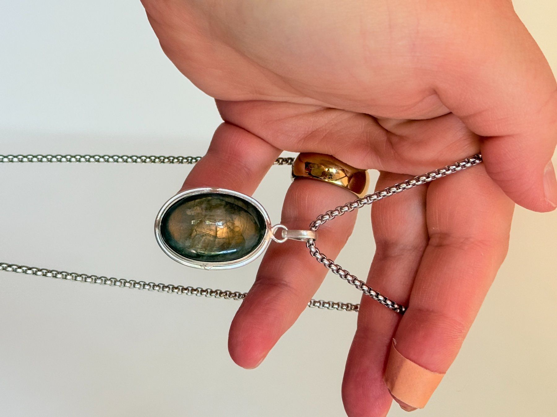 Catenine: Collier avec pierre labradorite véritable✨ – Nuovo e nell'imballaggio originale da Genève venduto da AWWA 2