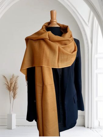 Écharpe  en cachemire pashmina, couleur moutarde
