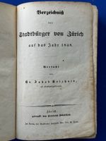 Verzeichnis der Stadtbürger von Zürich 1848