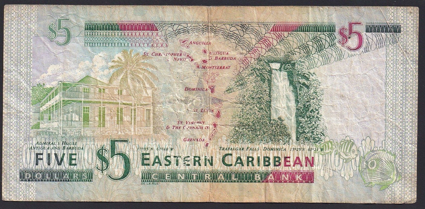Banknoten: Grenada Eastern Caribbean Staates 5 Dollars 2003 – Gebraucht aus Brugg AG von banknoten_muesli 1