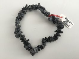 Armband elastisch Schneeflocken–Obsidian