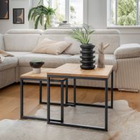2er Set Beistelltisch NOAH Wildeiche massiv 50 x 50 cm