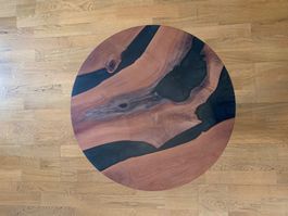 Couchtisch Holz Epoxidharz rund schwarz neuwertig