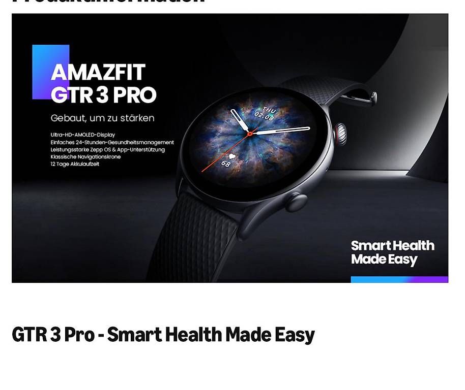 Amazfit Smartwatch: Neue Amazfit GTR 3 Pro – Gebraucht aus Nänikon von mar_zk6p