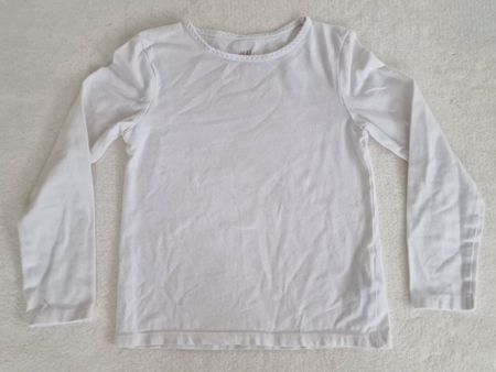 Mädchen Langarmshirt H&M Gr. 110 4-5Y Weiss Bio Baumwolle