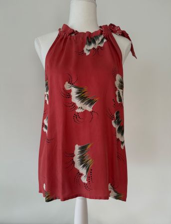 Coster Copenhagen Top Gr. 36 Korallen-Rot Blumenmuster neu..