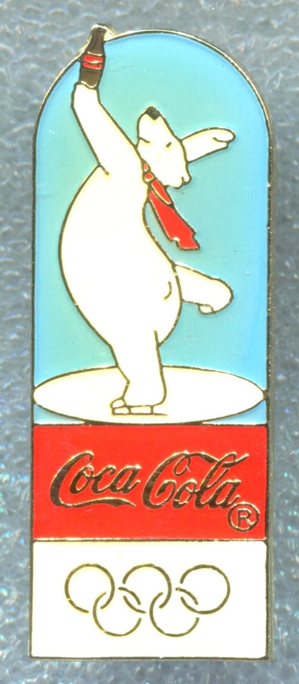 Coca-Cola Placchette & Badge: Coca Cola Eisbär  Eiskunstlauf – Usato da Winterthur venduto da Sammleroase