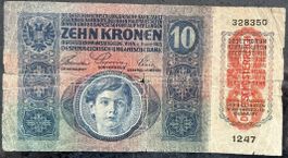 10 Kronen Schein von 1915, Österreich-Ungarn, Rarität!